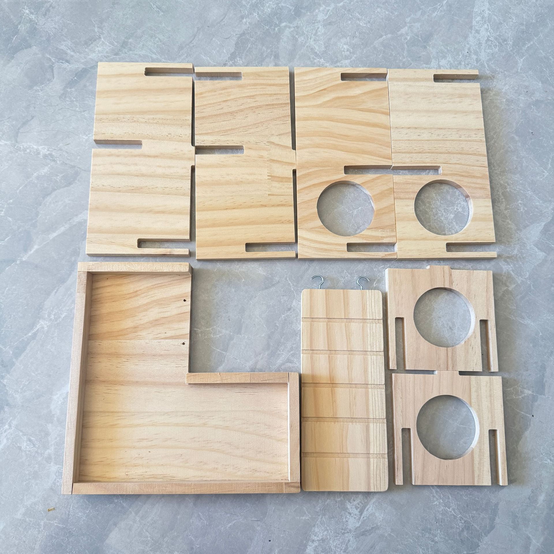 Wooden Hamster Hideout Hamster Wood House with Ladder Hides Platform Decor Detachable Small Animals Cage Accessories for Rat Gerbils and Other Small Pets