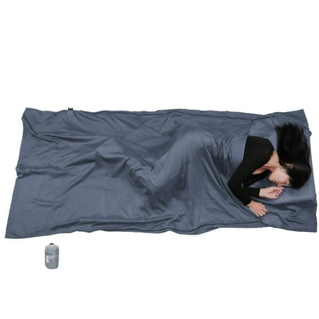 Browint Drap de Voyage en Soie/coton avec Doubles Fermetures Éclair 87 Pouces"X43 Pouces" Drap de Sommeil Extra Grand avec Poche Oreiller pour Sac de Couchage Léger pour Hôtel Doublure de Sac de Camping Rectangulaire