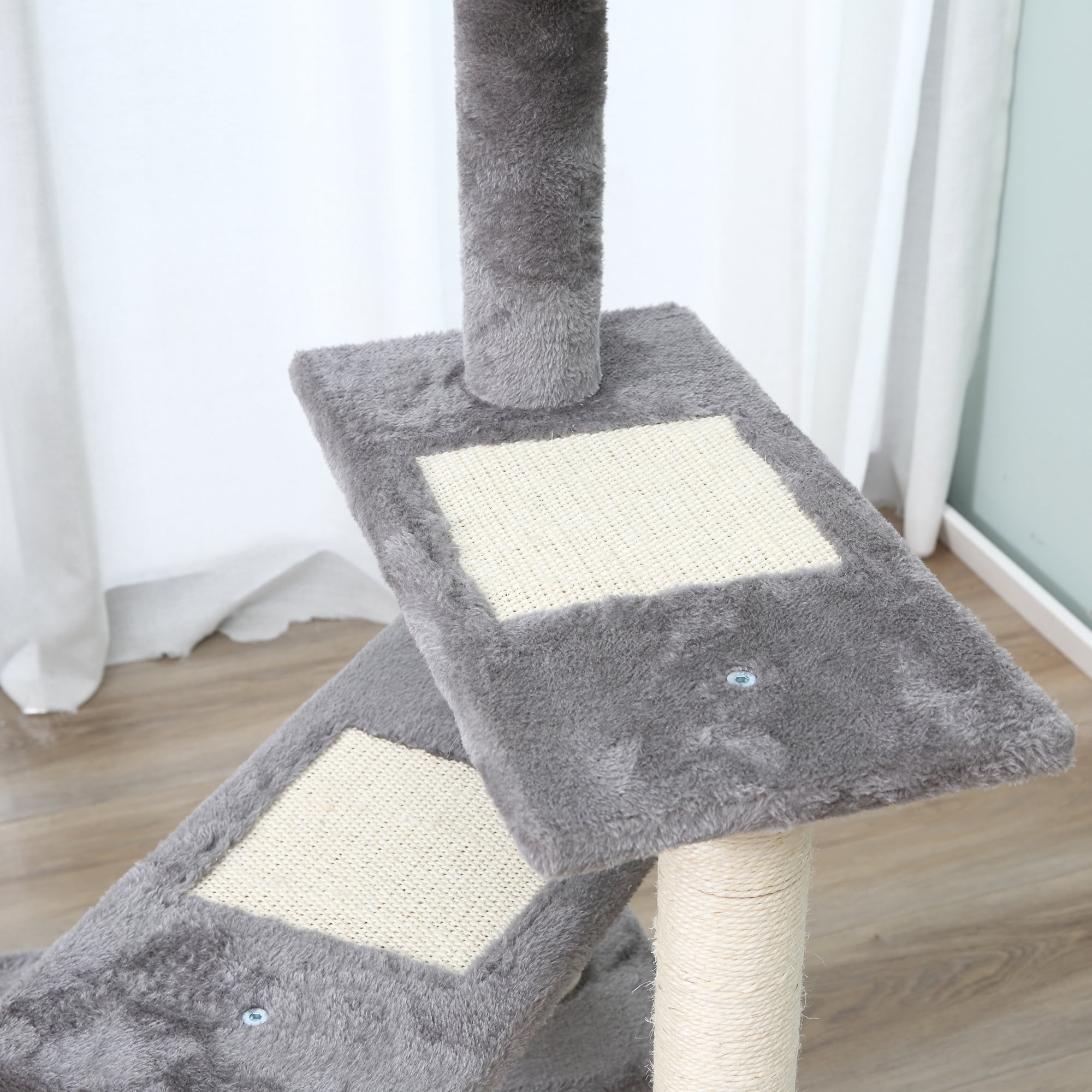 40" 5-Level Revolving Stair Cat Tree, Spiral Climbing Activity Tower with Scratching Surface, Play Center and Resting Perch, Stable Plush Indoor Cat Condo Furniture