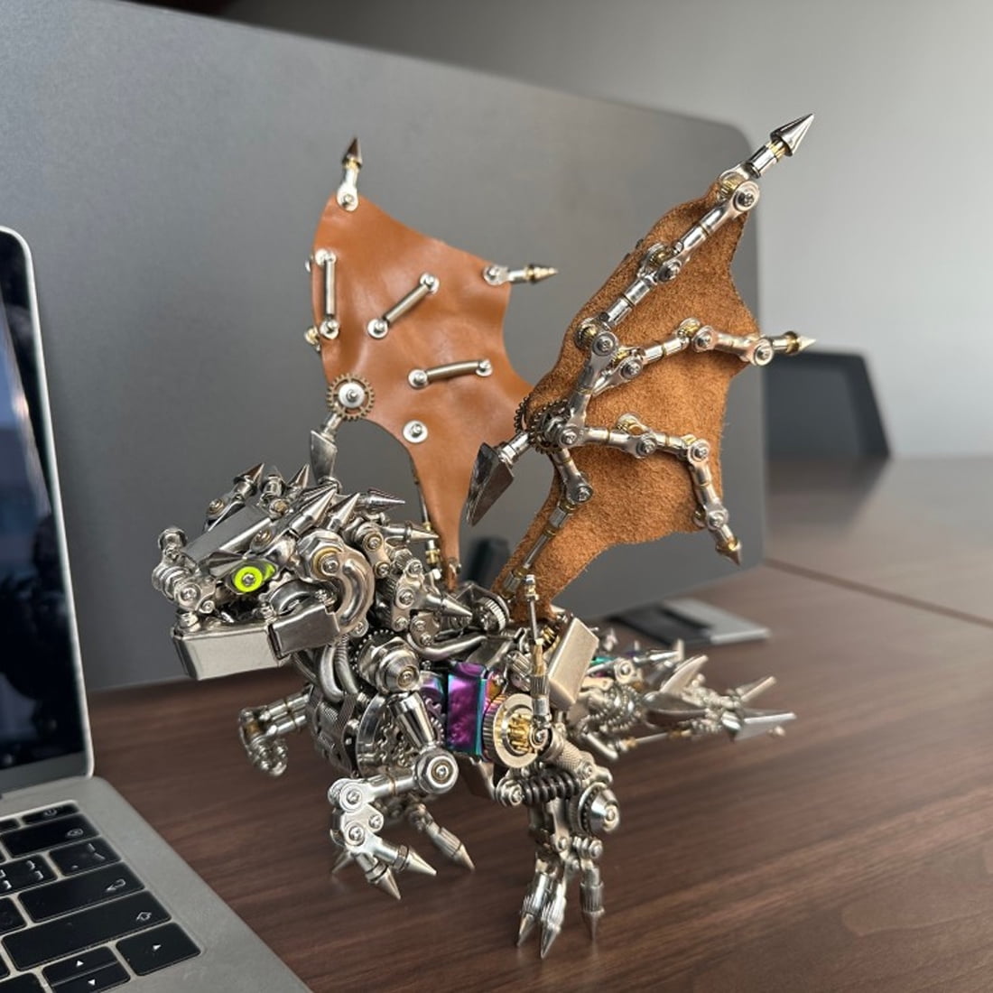 3D Metal Puzzle Mecha Dragon with Wings DIY Assembly Kit Steampunk Style Model Building Project Creative Handmade Display Art(ZYX028/1450pcs+)