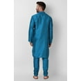 thumbnail image 6 of SKAVIJ Art Silk Kurta Pajama Set for Men Indian Wedding Party Wear Dress (Medium, Turquoise), 6 of 6