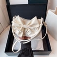thumbnail image 4 of Bolso bandolera con lazo y correa ajustable para mujer, bolso de hombro de imitación cuero en negro blanco rosa para salidas diarias, 4 of 6