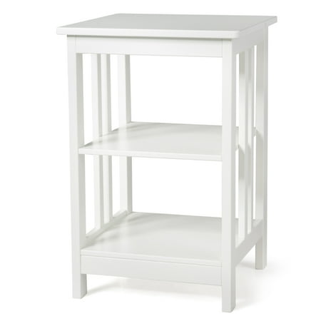 3 Tier Side Table 3-tier Side Table Nightstand Sofa End Table W/ Baffles and Round Corners WhiteBrownBlack ()