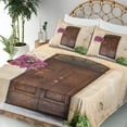 thumbnail image 3 of Ambesonne Scenery Fitted & Top Sheet Set with Shams, Rusty Wood Door Italian, Cream Lilac Brown, 3 of 5