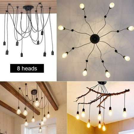 - 8 Head Industrial Vintage Style Pendant Light Holder Ceiling Lamp Hanger Fixtures