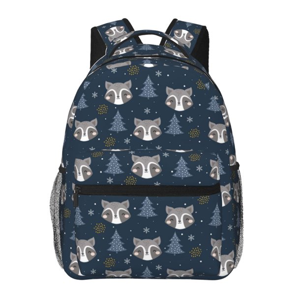 Easygdp Cute Christmas Tree Raccoon Mochila Ergonómica Versátil para Laptop - Múltiples Bolsillos, Correas Ajustables, Unisex para Escuela, Viajes y Actividades al Aire Libre-One Size