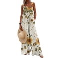 thumbnail image 2 of Women's Summer Overalls Jumpsuits Boho Sleeveless Wide Leg Romper with Pockets Orange XL, 2 of 5