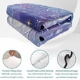 thumbnail image 4 of Quilts Queen Size Bedding Set, Purple Snowy Forest Lightweight Quilted Comforter, Winter Starry Night Sky Dreamy Soft Reversible Bedspread Coverlet with Pillow Covers for All Season, 90" x 96", 4 of 9