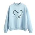 thumbnail image 2 of Blue Sweatshirt for Women Autumn Winter O Neck Solid Color Prints Long Sleeve Pullover Sweatshirt Women Fall Clothes, 2 of 4