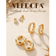 thumbnail image 6 of VEEDOFA 3-Pair Gold Earrings Set for Women, Huggie Hoops & CZ Studs, 14K Gold Plated, 6 of 6
