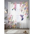thumbnail image 2 of Cherry Blossoms Bird Sheer Curtains 108 Inch Long 2 Panels, Colorful Flowers Butterfly Light Filtering Rod Pocket Semi Sheer Curtains, Sheer Voile Drapes for Living Room Bedroom, 52"x108", 2 of 5
