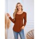 thumbnail image 4 of Suéteres Plisados de Larga para Mujer, Blusas Casuales y Elegantes de Cuello Redondo, Camisas Holgadas, Ropa de Otoño. Color Caramelo XXL, 4 of 8