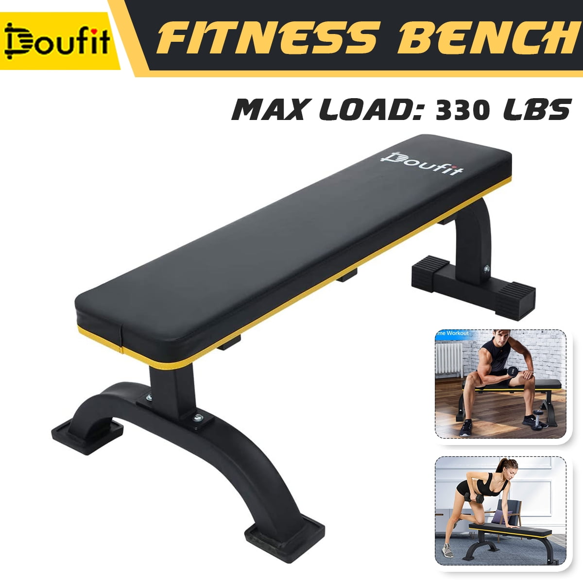 Flat Bench Workout Exercise Weightlifting Training Equipment Weight Bench for Home Gym Fitness,330lb Rated Capacity 