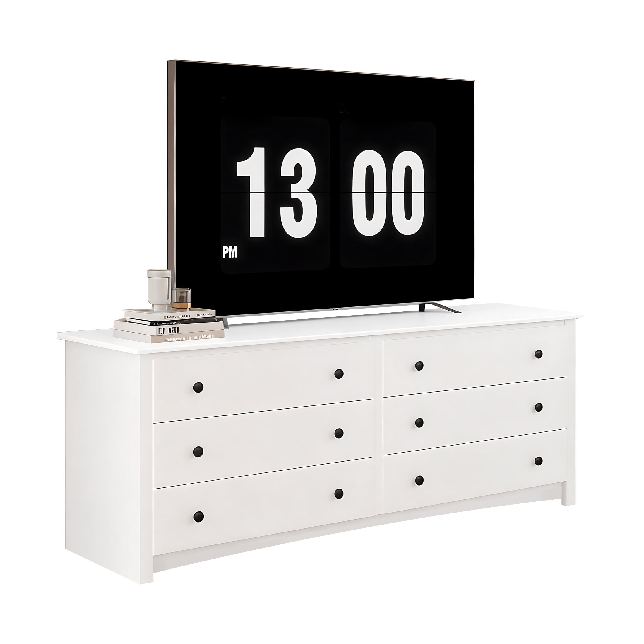 CONCETTA 6-Drawer Double Dresser for Bedroom, Wide Chest of Drawers, Bedroom Storage Furniture，White