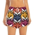 thumbnail image 2 of Vsdgher Fox Face Print Women's Running Double Layer Shorts High Waisted with Pockets Elastic Yoga Workout Athletic Gym Sports, 2 of 8