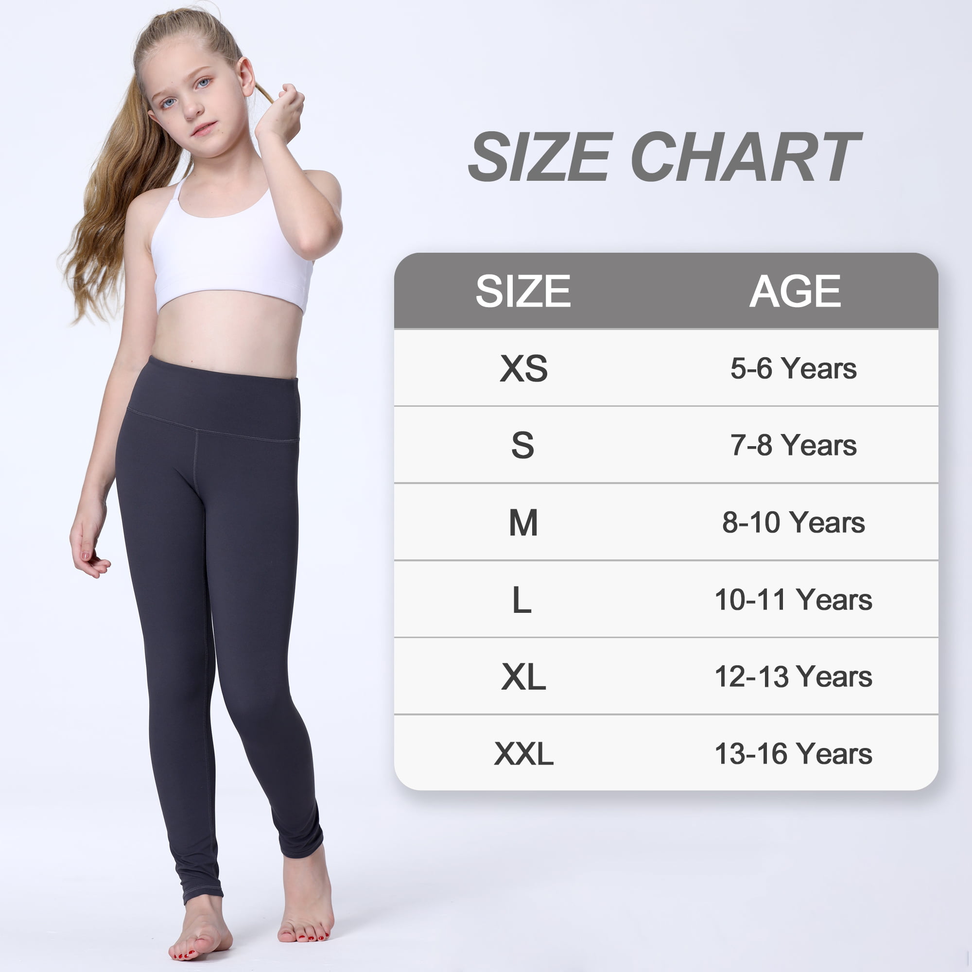 Stelle Girls Athletic Leggings with Hidden Pockets,Full Legnth Running Yoga  Pants Workout Dance Leggings Tights for Tween Girls High Waisted Stretchy  Active Leggings,5-16Y 