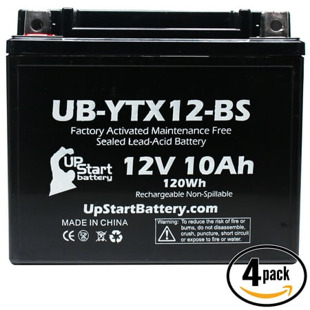4-Pack UpStart Battery Replacement 1985 Honda FL350R Odyssey 350 CC Factory Activated, Maintenance Free, ATV Battery - 12V, 10Ah,