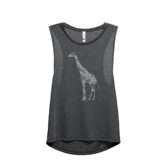 Thread Tank Floral Giraffe Women's Sleeveless Muscle Tank Top Charcoal Small