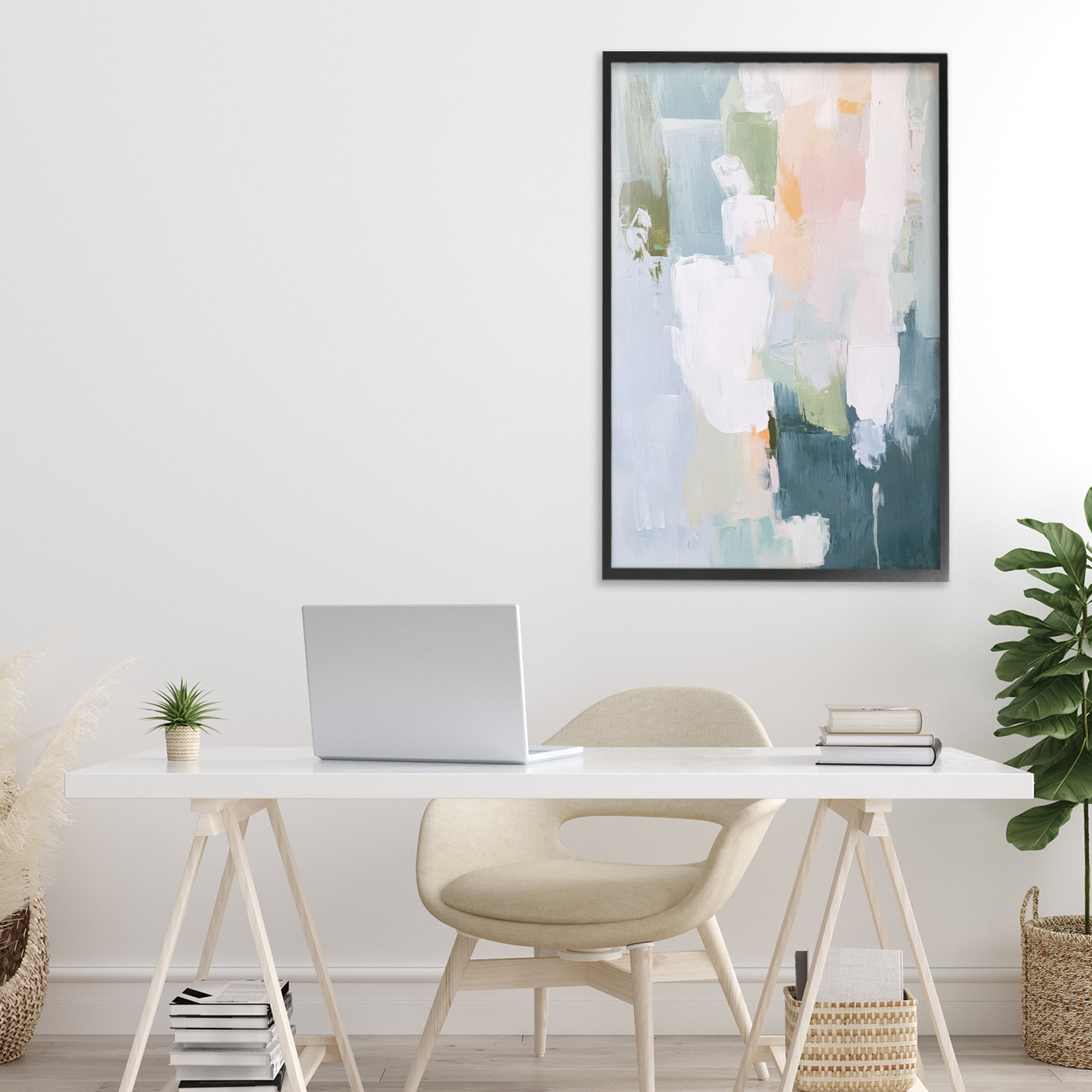 Stupell Industries Abstract Pastel Brushstroke Composition Black Framed Giclee Art, design by Petal Prints Design