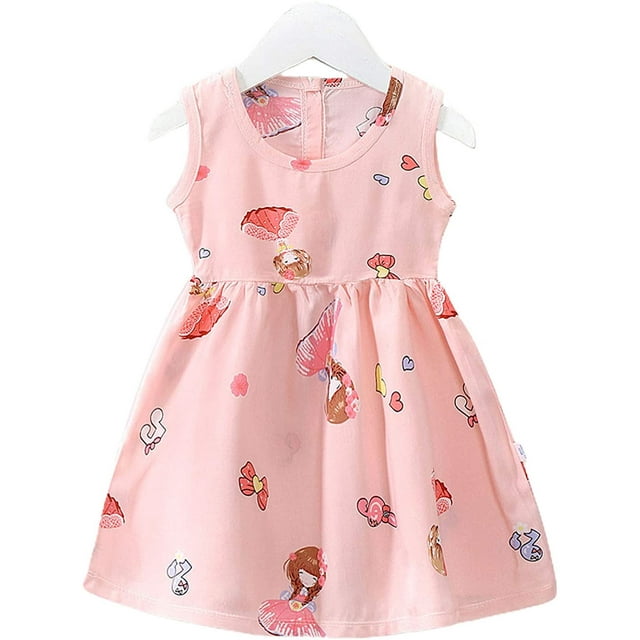 Princess Dress, Cartoon Print Sweat Absorption Antifade Baby Sleeveless Sundress for Summer