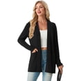 thumbnail image 3 of JWD Women's Open Front Cardigan with Pockets Long Sleeve Lightweight Casual Sweater Black S, 3 of 6