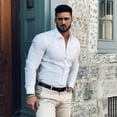 thumbnail image 4 of Liwarace Mens Dress Shirts Long Sleeve Button Down Causal Shirt Solid Slim Fit,White,L, 4 of 13