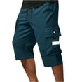 thumbnail image 2 of BRDFRL Men's Below Knee Long Shorts Lightweight Cargo Capri Hiking 3/4 Multi Pockets Royal Blue 3XL, 2 of 4