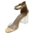 thumbnail image 2 of Nature Breeze See Thru-01 Women's Lucite Chunky Heel Ankle Strap Dress Sandals, 2 of 3