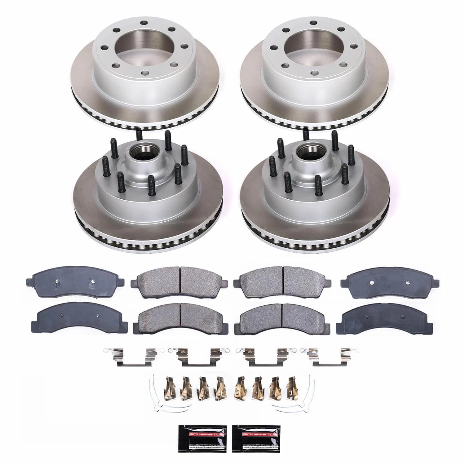 PowerStop Front and Rear Semi-Coated Rotor and Low-Dust Ceramic Brake Pad Kit SC1894