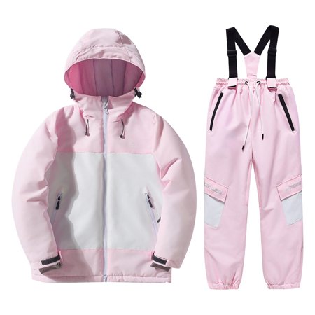 SELONE Boys Big Girls Snowsuits 2 Piece Kids Soild Hoodies Winter Puffer Jacket Windproof Waterproof Overalls 2XL