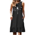 thumbnail image 2 of Styesk Robes pour Femmes Mode Femmes Imprimé Col Rond Sans Manches Poche Jupe Plissée Robe à Empiècements, 2 of 6