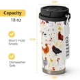thumbnail image 4 of 18 oz(530ml) Chicken Stainless Vacuum Steel Insulated Coffee Travel Mug Cup Water Bottle Tumbler with Straw,Chicken Decor, 4 of 6