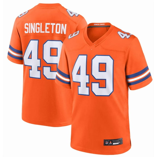 Denver Broncos Alex Singleton Orange Alternatif Magnifiquement Brodé Maillot de Collection