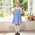 thumbnail image 4 of RFQWOVSR Girls Blue Plaid Vintage Dress Themed Party Performance Outfit 9-10 Years, 4 of 5