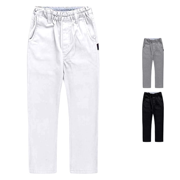 FYDUU Boys School Uniform Pants Kids Uniform Trousers Elastic Waist Classic Straight Leg Dress Chino Pants Kids Casual Formal Trousers Versatile Pants 11-12 Years