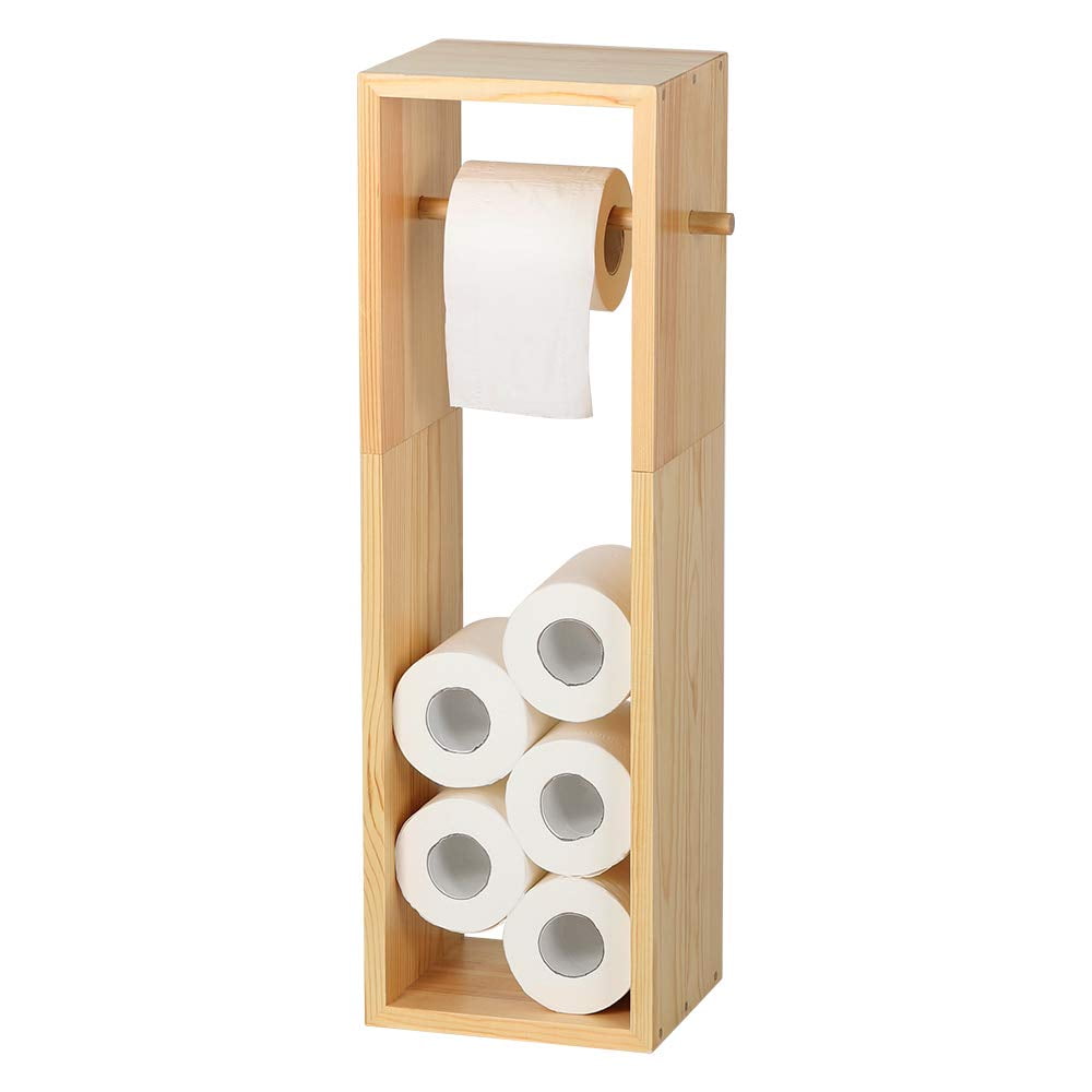 NEX Toilet Paper Holder Wooden Toilet Tissue Paper Roll Holder Storage Cabinet In Bathroom Natural Wood 