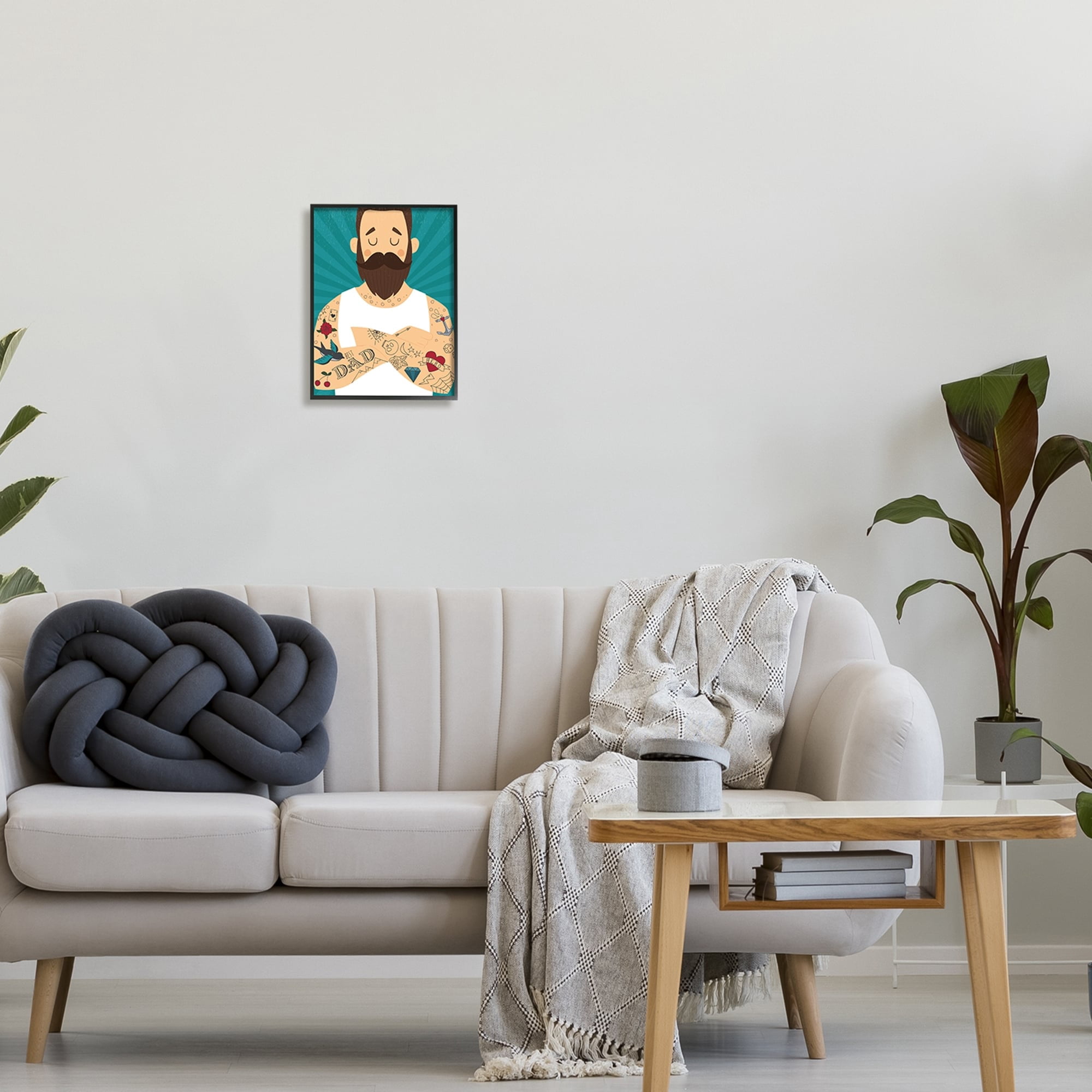 Stupell Industries Best Dad Father's Day Tattoos Holiday Painting Black Framed Art Print Wall Art