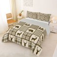 thumbnail image 2 of Manfei Wildlife Bear Grid Full Size Comforter Sets,Brown Check Pine Bedding Comforter Set,Light Gray Reversible,3pcs,1 Comforter and 2 Pillowcases, 2 of 7