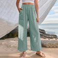 thumbnail image 2 of Sngxgn Woman Pants Women Casual Pants Solid Drawstring Elastic Waist Long Straight Pants(Green,XL), 2 of 6