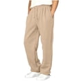 thumbnail image 3 of ZVAVZ Boys Straight Leg Baggy Sweatpants Solid Fleece Lined Sweat Pants with Pockets Drawstring Elastic Waist Athletic Jogging Pants Khaki 10-11Years, 3 of 6