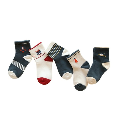 

NICEXMAS 5 Pairs Autumn Winter Children Cartoon Socks Keep Warm Stockings Casual Fashion Toddler Girls Socks for Kids (Size L Suit for 5-8 Years Old)