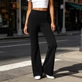 thumbnail image 2 of UKHCCC Women's Yoga Pants Flared with Pockets High Waisted Solid Trousers Casual Workout Lounge Bootcut Stretchy Cotton Soft Comfortable Daily Activewear S-2XL, 2 of 9