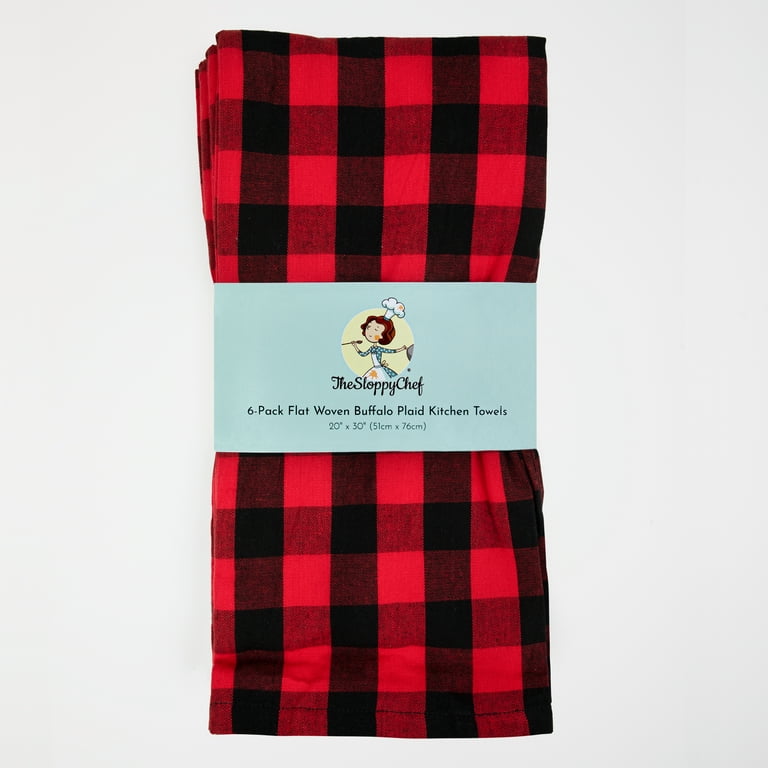 Sloppy Chef Buffalo Plaid Kitchen Towel 6-Pack, 20x30 in., Six Colors, Buy A 6-Pack or Buy A Bulk Case of 144, Beige