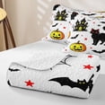 thumbnail image 4 of Feelyou Cartoon Black Cat Twin Quilt Set, Happy Halloween Pumpkin Castle Twin Coverlet Set, White Orange, 2-Piece, 1 Comforter and 1 Pillowcase, 4 of 7
