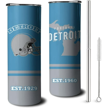 

Detroit 20oz Skinny Tumblers with Lid and Straws Travel Coffee Mug Stainless Steel Insulated Classic Collection Gifts for Men Women Fans.