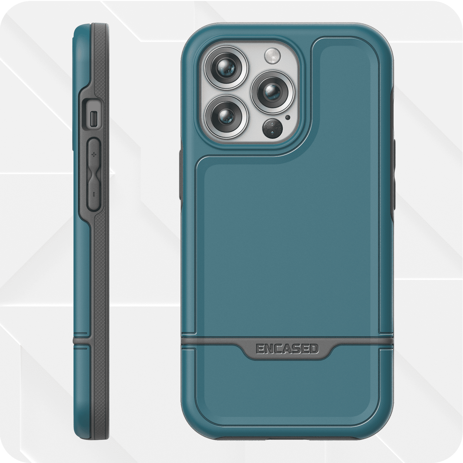 Encased Rebel Designed for iPhone 13 Pro Max Belt Clip Case (2021) Protective Shockproof Case with Holster (Blue)