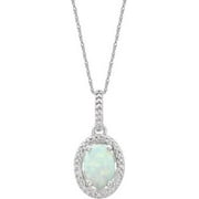 Sterling Silver Lab-Grown Opal & .01 CTW Diamond 18" Necklace in Sterling Silver