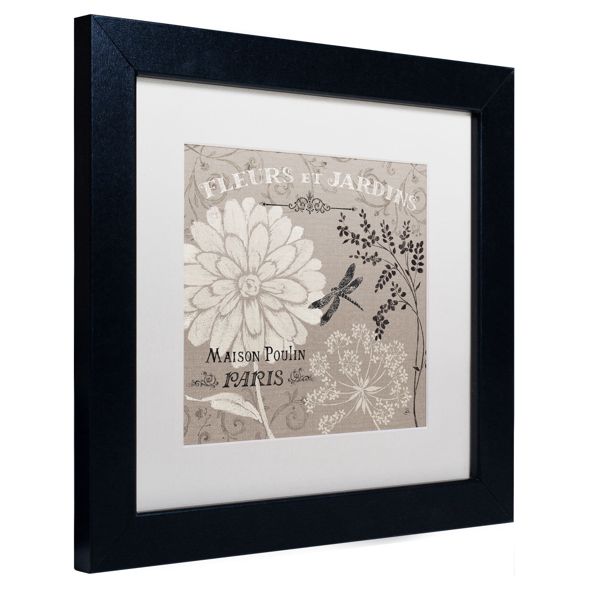 Trademark Fine Art "French Linen Garden II" Canvas Art by Daphne Brissonnet, White Matte, Black Frame
