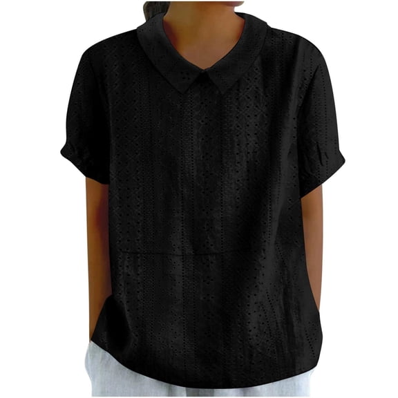 T Shirts For Women Womens Tops Summer Solid Round Neck Breathable Comfortable Loose Casual Short Sleeved Top