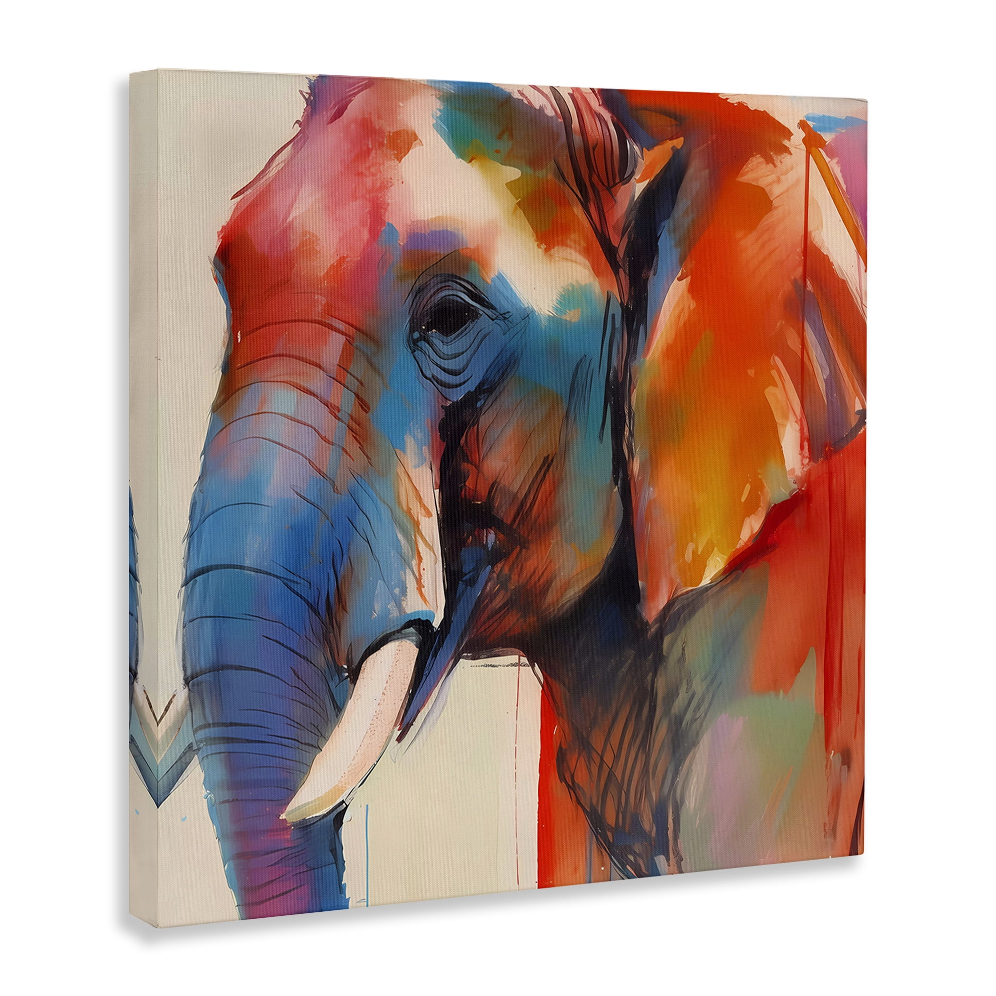 Stupell Industries Elephant with Modern Hues Animals & Insects Painting Gallery Wrapped Canvas Art Print Wall Art, 36 x 36